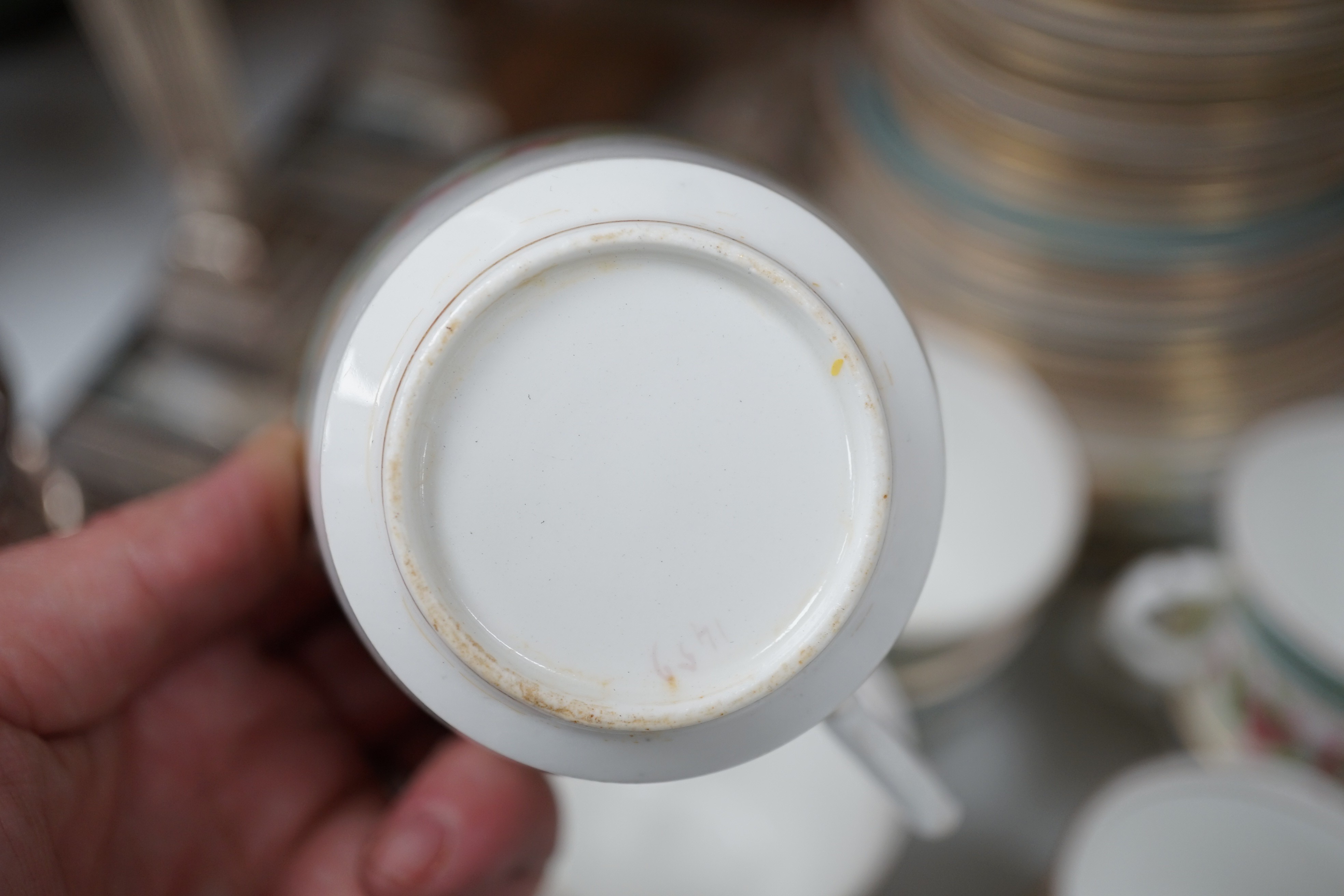 Mixed tea wares to include Nymphenburg, Dresden and a Victorian floral decorated bone china tea set